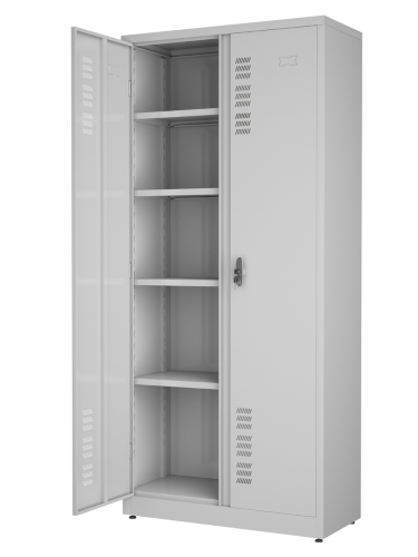 Armário De Aço - A-402M - 2 Portas - 4 Prateleiras Reguláveis - Maçaneta - 1980X900X400 Chapa 24