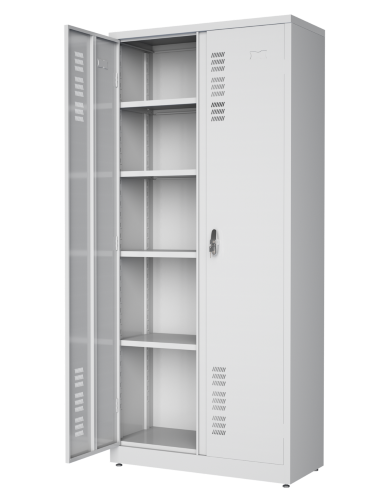 Armário De Aço - AL-402M - 2 Portas - 4 Prateleiras Reguláveis - Maçaneta - 1980X900X400 Chapa 26