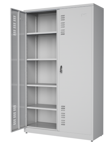 Armário De Aço - AL-403M - 2 Portas - 4 Prateleiras Reguláveis - Maçaneta - 1980X1200X450 Chapa 26