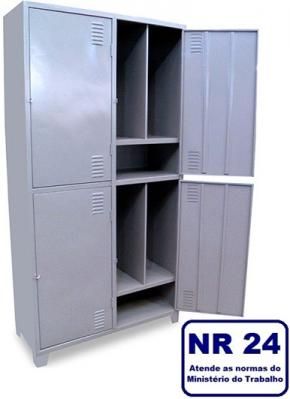 GRP-04 INS Chapa 24 - Roupeiro De Aço Insalubre 4 Portas Com Sapateira - NR 24 E NR 18