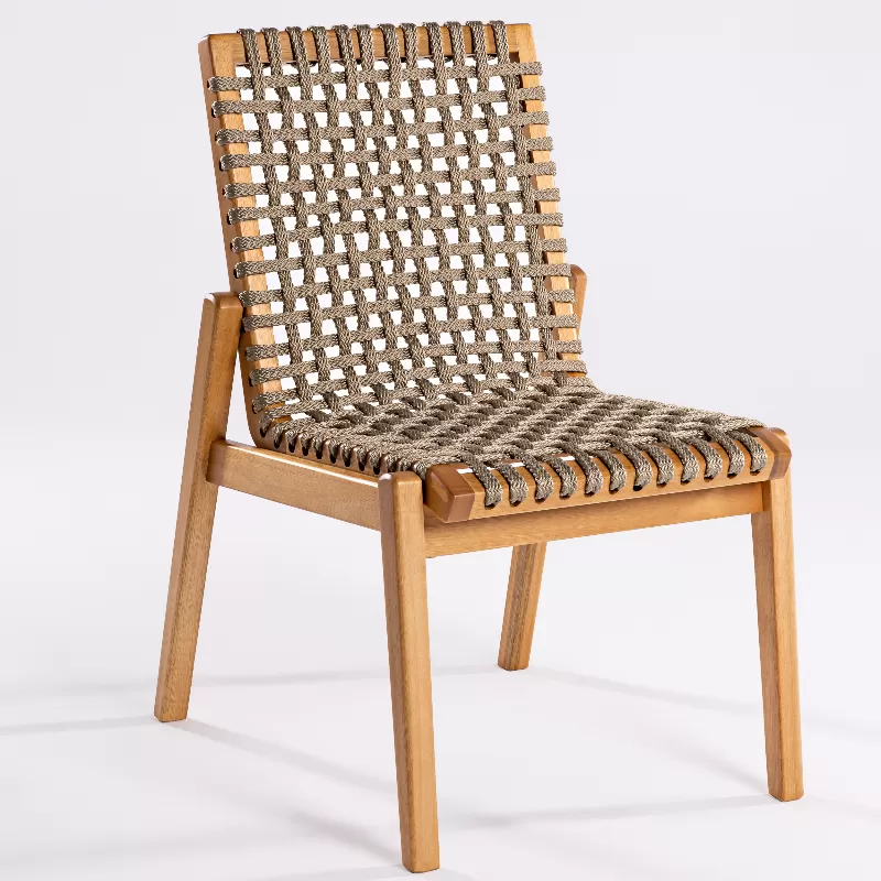 Cadeira Em Madeira Corda Areia E Cores *sem Braço | Linha Traço - Espaço Casa E Jardim