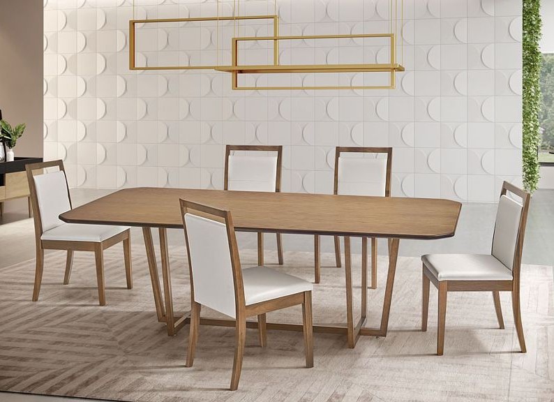 Mesa De Jantar Greta - Alt. 0,75 Cm X Larg. 1,10 Cm X Comp. 2,20 M