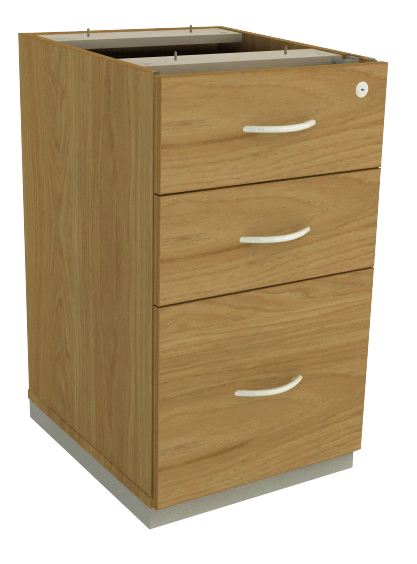 Gaveteiro Pedestal - 2 Gavetas + Gaveta Para Pasta Suspensa *Com Chave | Corpo Em Madeira 400 X 480 - Impéria Premium 25mm