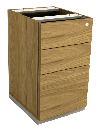 Gaveteiro Pedestal - 2 Gavetas + Gaveta Para Pasta Suspensa Com Chave *Puxador Lateral | Corpo Em Madeira 400 X 480 - Impéria Premium 25mm