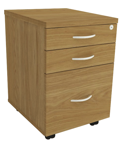 Gaveteiro Volante - 1 Porta Objeto + 1 Gaveta + 1 Gavetas Para Pasta Suspensa *Com Chave | Corpo Em Madeira 300 X 485 - Impéria Premium 25mm