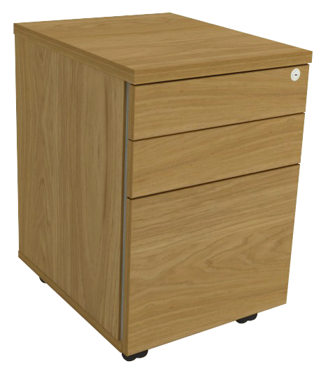 Gaveteiro Volante - 1 Porta Objeto + 1 Gaveta + 1 Gavetas Para Pasta Suspensa Com Chave *Puxador Lateral | Corpo Em Madeira 400 X 485 - Impéria Premium 25mm