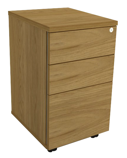 Gaveteiro Volante - 2 Gavetas + 1 Gaveta Para Pasta Suspensa Com Chave *Puxador Lateral | Corpo Em Madeira 300 X 485 - Impéria Premium 25mm