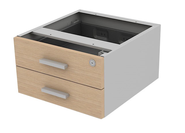 Gaveteiro Fixo 2 Gavetas * Corpo Em Aço - 40cm | Romanzza Plus 25mm