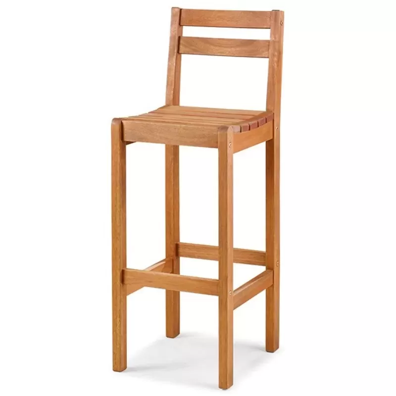 Banqueta Bar Primavera Área Externa Alta Em Madeira Eucalipto, Com Acabamento Stain Jatobá - Espaço Casa E Jardim