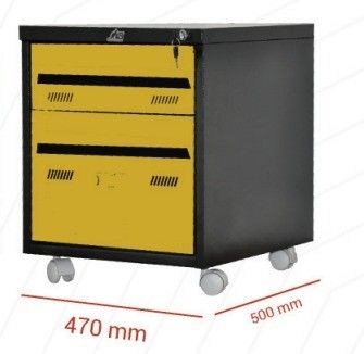 Gaveteiro Volante Em Aço 1 Gaveta + Pasta Suspensa 2/500 * Gaveta Deslizante Em Nylon - Alt. 570mm X Larg. 470mm X Prof. 500mm