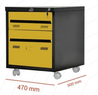 Gaveteiro Volante Em Aço 3 Gavetas 3/500 * Gaveta Deslizante Em Nylon - Alt. 570mm X Larg. 470mm X Prof. 500mm