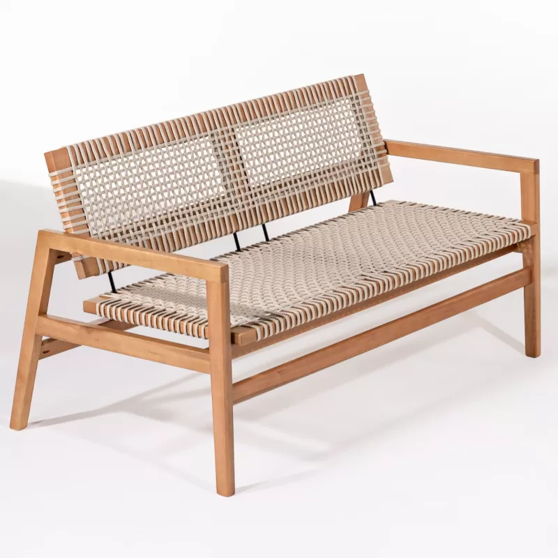 Sofá Levez Em Madeira E Corda Náutica | Acabamento Em Verniz - Espaço Casa E Jardim