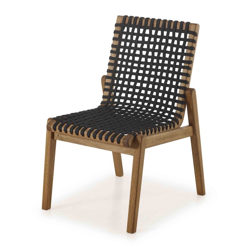 Cadeira Em Madeira Corda Preta *sem Braço | Linha Traço - Espaço Casa E Jardim