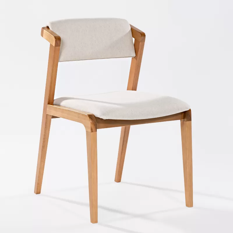 Cadeira Davos Para Área Gourmet Em Madeira, Assento E Encosto Estofado | Acabamento Em Verniz - Espaço Casa E Jardim