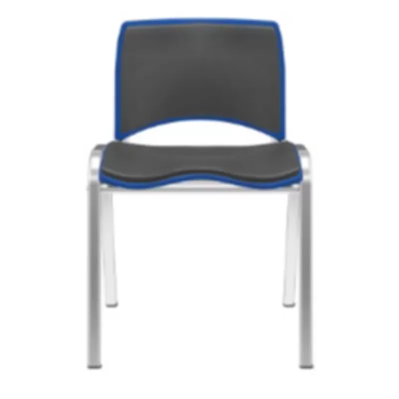Cadeira Fixa Empilhável Ergoplax | Estrutura Cromada - Assento E Encosto Estofado