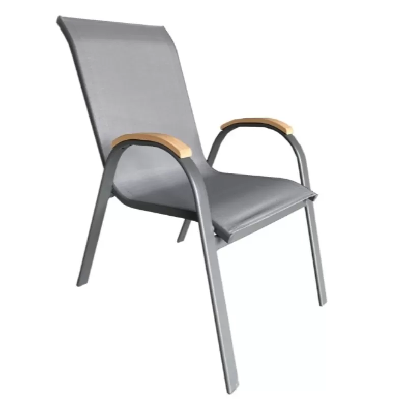 Cadeira Para Piscina Summer - Alumínio Cinza, Tela Sling Cinza | Empilhável