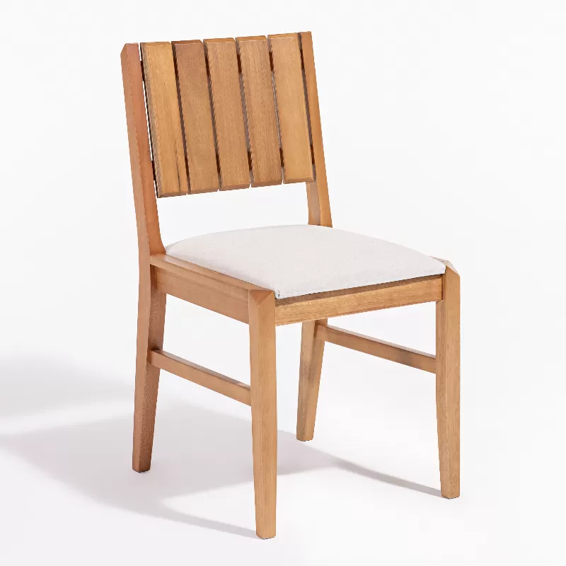 Cadeira Angra Para Área Gourmet Em Madeira E Assento Estofado | Acabamento Em Verniz - Espaço Casa E Jardim