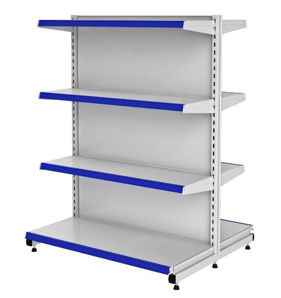 Gôndola Fácil Centro Dupla - GFCI | Base + 3 Planos - Alt. 1,24m