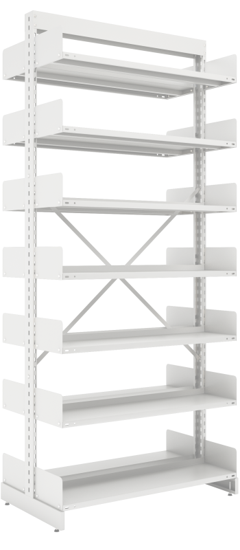 Estante Dupla Face De Aço Para Biblioteca - Ebd-04 | Base + 12 Prateleiras - Alt. 2,30