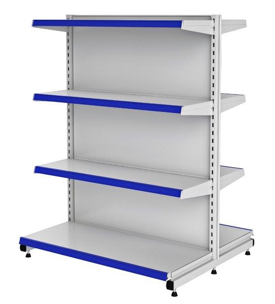 Gôndola Fácil Centro Dupla - GFCC | Base + 3 Planos - Alt. 1,24m