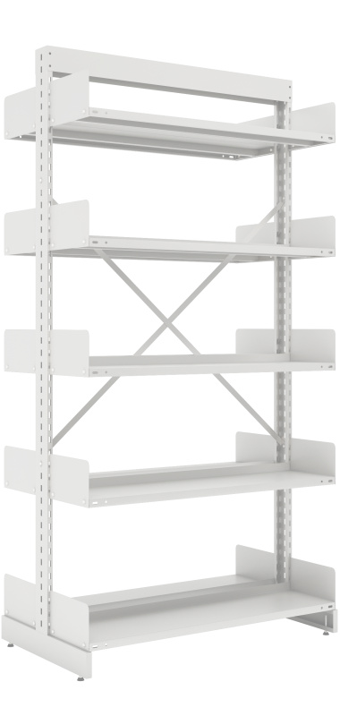 Estante Dupla Face De Aço Para Biblioteca - Ebd-01 | Base + 8 Prateleiras - Alt. 1,98