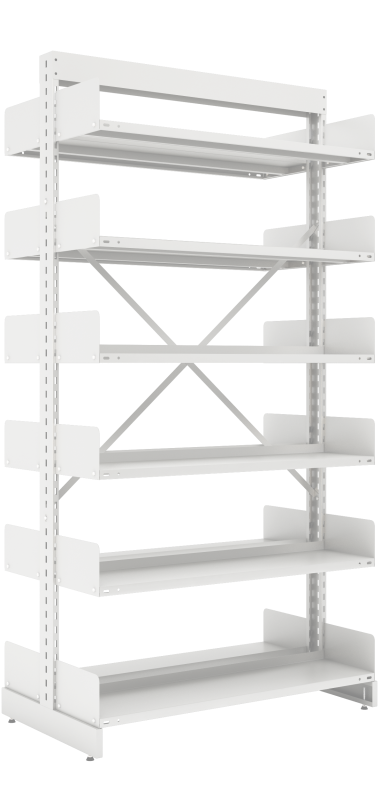 Estante Dupla Face De Aço Para Biblioteca - Ebd-03 | Base + 10 Prateleiras - Alt. 1,98