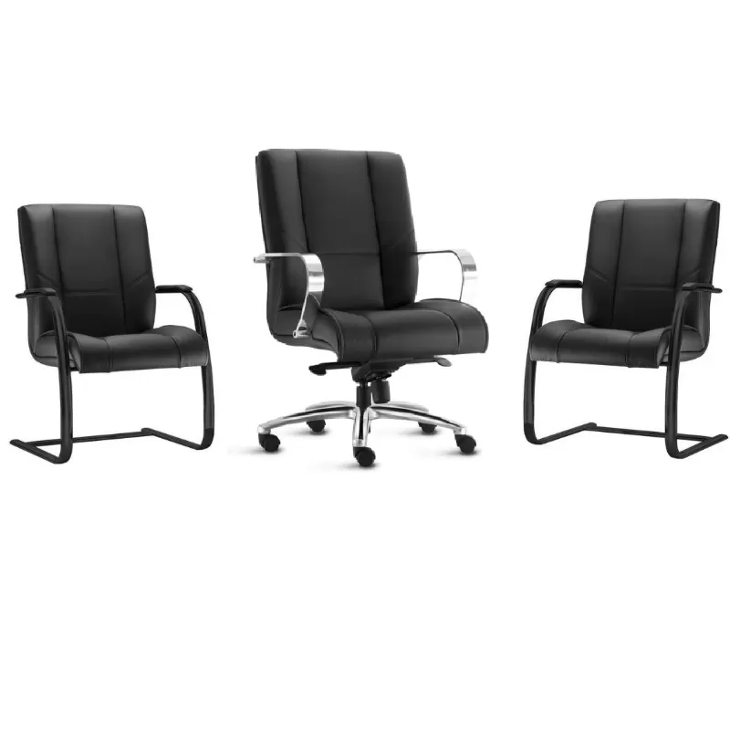 Kit Cadeiras New Onix Diretor + 2 Fixas Aproximação * Base Cromada